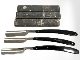 A Bengall cut throat razor and two other Sheffield razors