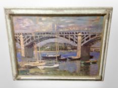 An Artagraph Edition depicting boats under a bridge,