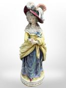 A Capodimonte porcelain figure of a lady, height 32cm.