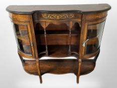 A Victorian rosewood and satin wood marquetry chiffonier base,