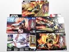 Five Hasbro Star Wars models, boxed.