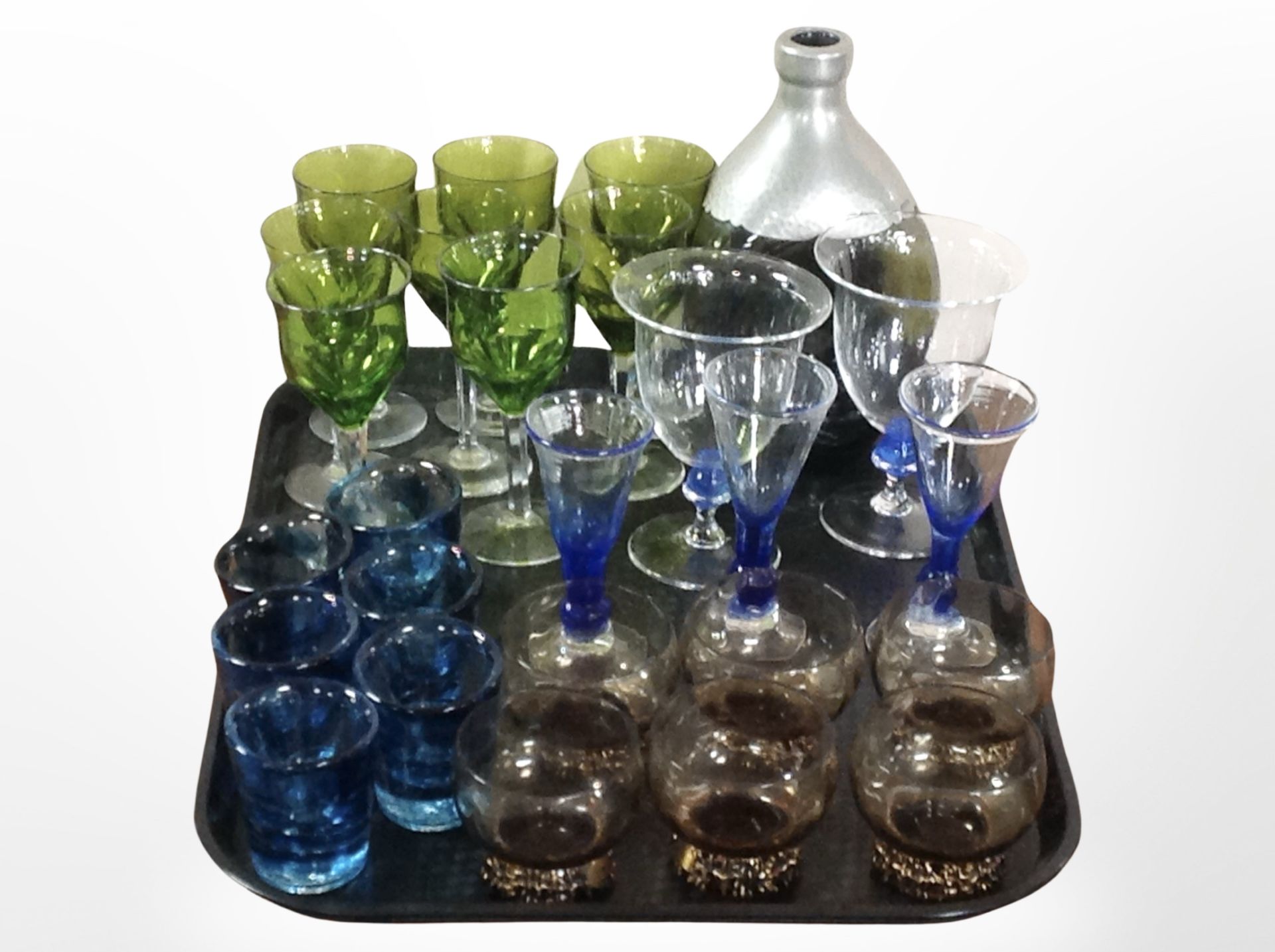 A group of Scandinavian glass wares including tealight holders, drinking glasses,
