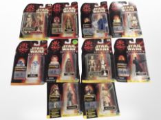 Ten Hasbro Star Wars Episode I figurines, boxed.
