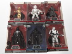 Six Disney Store Star Wars figurines, boxed.