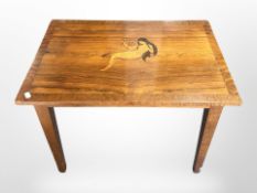 A Danish rosewood occasional table with inlay to top depicting a mermaid,