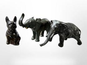 A cold-painted bronze figure of an elephant, height 7.