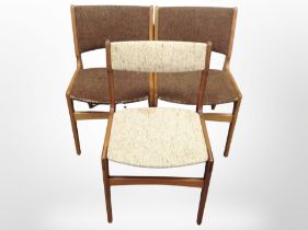 Three Danish teak framed dining chairs