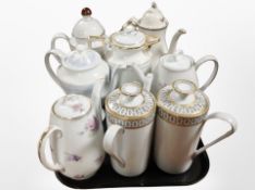Eight continental porcelain teapots, including Eschenbach,