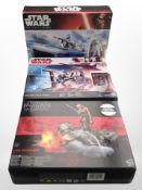 Three Hasbro Star Wars figures comprising the Black Series Luke Skywalker,