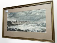 Albert Henry Herbert (1914-1982) : The Shoreline, a watercolour, 44cm x 22cm.