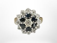 A 9ct gold sapphire and diamond cluster ring, size O CONDITION REPORT: 4.