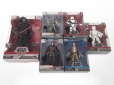 Six Disney Store Star Wars figurines, boxed.