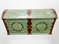 A 19th century Scandinavian painted pine domed topped chest,