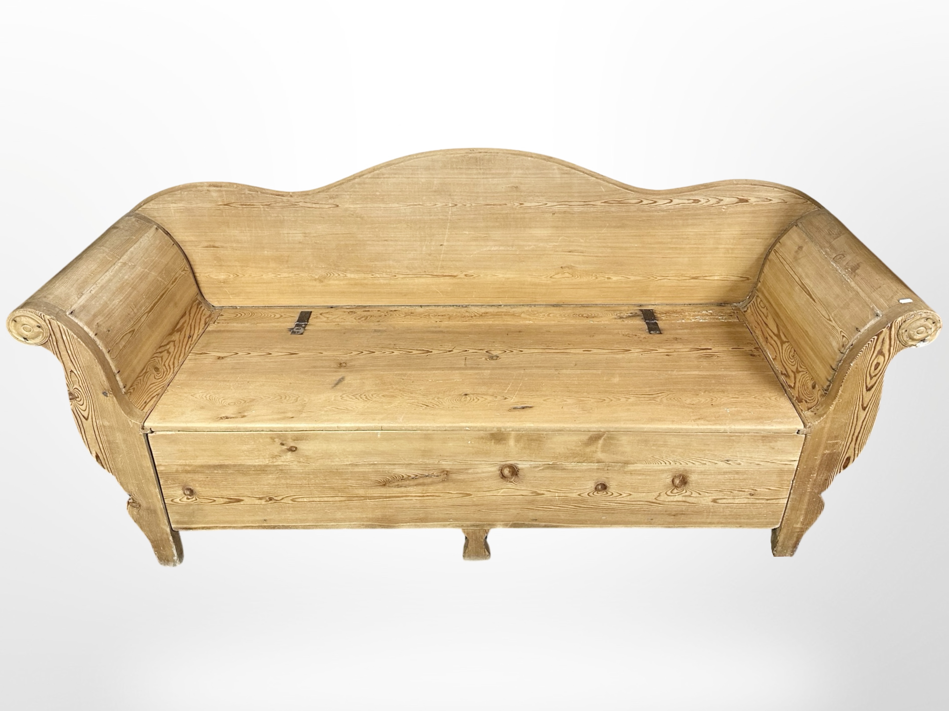 A 19th century pine box settle,