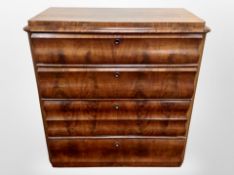 A 19th century Danish mahogany chest of four drawers,