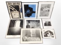 A group of photographic museum prints, Exhibition posters, Kafka etc,