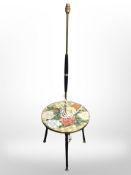 A 1970's brass and ebonised occasional table / lamp