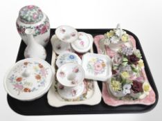 A group of ceramics including Crown Staffordshire Thousand Flowers lidded jar,