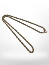 A 9ct gold rope-twist necklace, length 50cm CONDITION REPORT: 7.