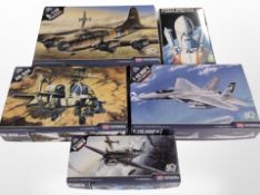 Five Academy Hobby Model kits, all military aircraft.