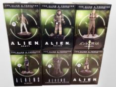 Six Eaglemoss Hero Collector Alien Franchise figurines, boxed.