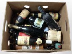 Assorted bottles of alcohol including Brut Champagne, Veldt Burgundy red, Cecchi Chianti, etc.