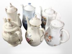 Six assorted continental porcelain teapots including Bing and Grøndahl, Royal Copenhagen, etc.