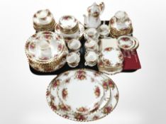 Approximately 83 pieces of Royal Albert Old Country Roses tea and dinner porcelain.