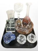 A group of Scandinavian glass wares including tealight holders, oversized crystal goblet vases,