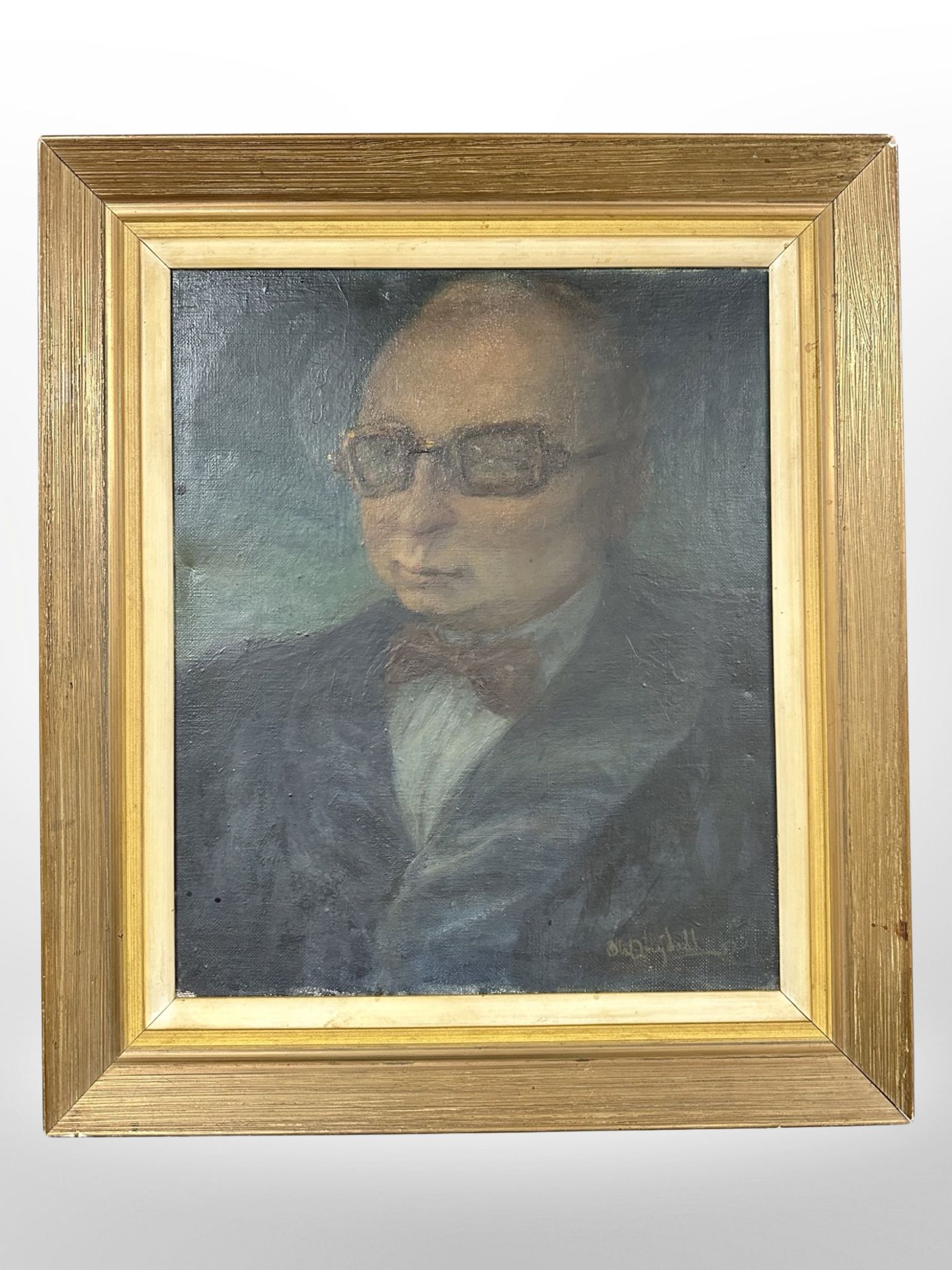 Danish school : Portrait of a gentleman wearing glasses, oil on canvas, 28cm x 34cm.