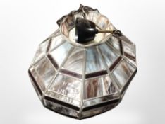 A Tiffany-style glass pendant light fitting,
