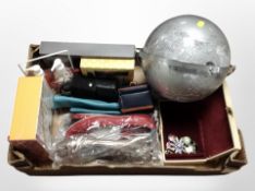 A box containing globe, cosmetic gift sets, ladies' shoes, box set of classic stories, etc.