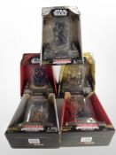 Five Hasbro Titanium Series diecast Star Wars figurines, boxed.