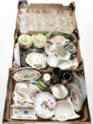 Three boxes containing assorted ceramics and glass wares, Maling lustre china,
