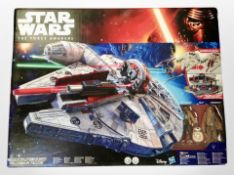 A Hasbro Star Wars: The Force Awakens Millennium Falcon model, boxed.