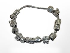 A Pandora silver bracelet CONDITION REPORT: 65.