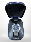 A gent's stainless steel Lorus quartz wristwatch,