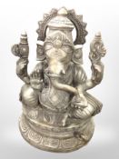An Indian silvered brass figure of Ganesh, height 64cm.
