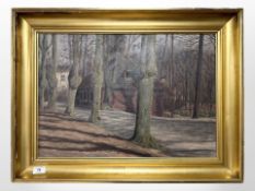 Danish school : A woodland shack, oil on canvas, 56cm x 40cm.