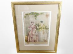 A Victorian stump work panel depicting two ladies, dated 1859,