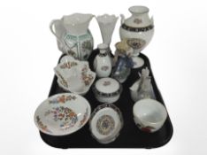 A group of cabinet porcelain including Aynsley Cottage Garden pedestal bowl,