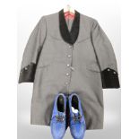 A 1950s Teddy Boy two-piece suit, together with a pair of blue suede shoes, size 9.