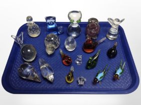 A group of Scandinavian glass animal paperweights and ornaments.