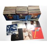 Three boxes of vinyl LP records including Genesis, Sting, Sinéad O'Connor, Joan Armatrading,