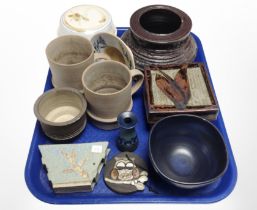 A group of Scandinavian studio pottery wares, including bowls, trinket boxes, etc.