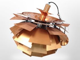 A contemporary sheet metal pendant light fitting, diameter 73cm.