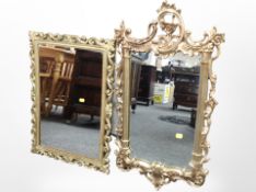 Four ornate gilt-mirrors, largest 78cm x 43cm.