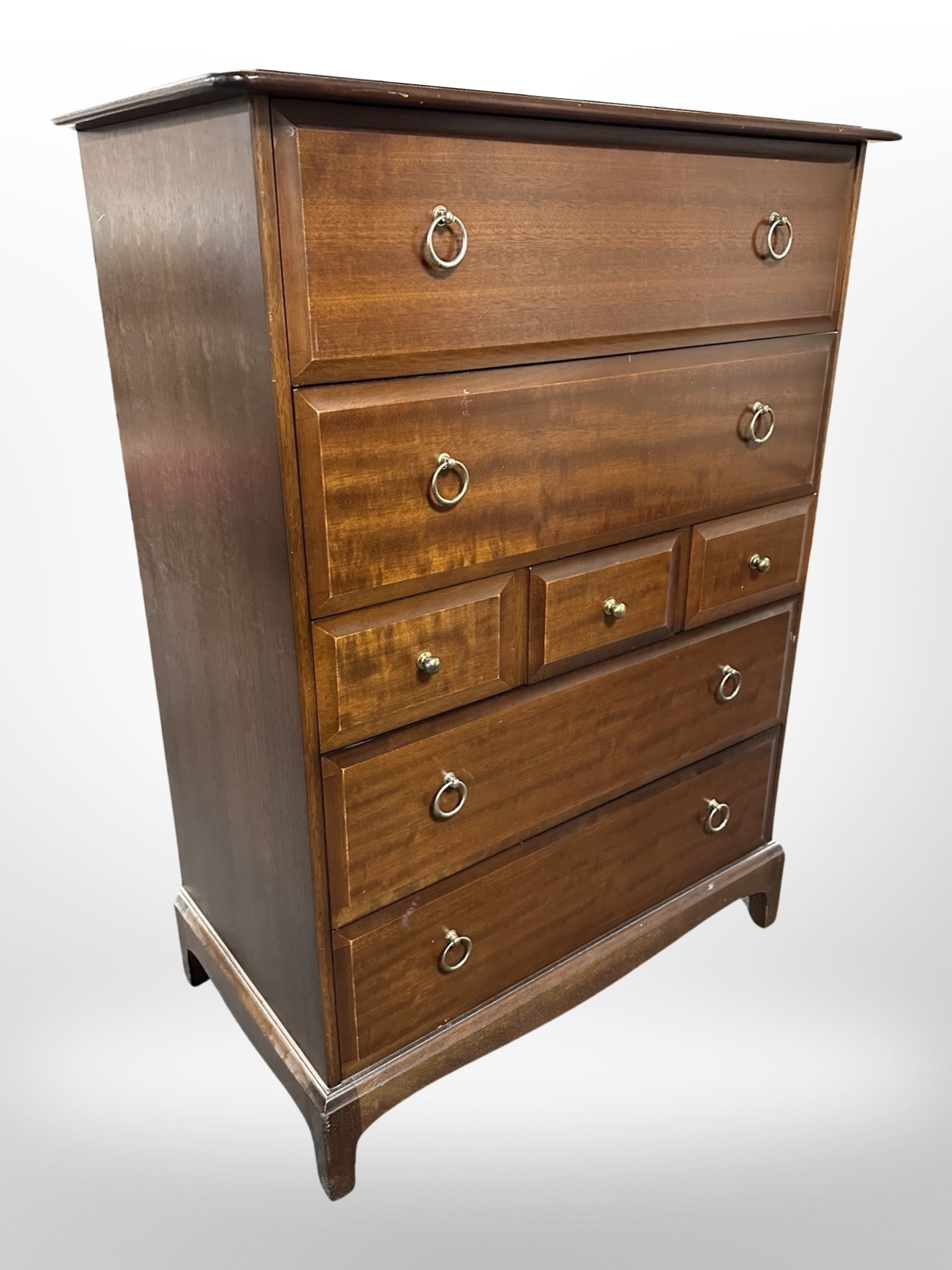 A Stag seven-drawer Tallboy, 81cm wide x 47cm deep x 111cm high.