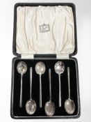 A cased set of six silver coffee spoons, Birmingham 1936 CONDITION REPORT: 47.