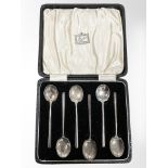 A cased set of six silver coffee spoons, Birmingham 1936 CONDITION REPORT: 47.